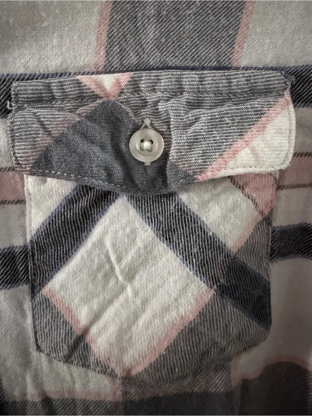 Justice Girls Gray and Pink Plaid Button-Up Shirt with Pink Sequin Shoulders